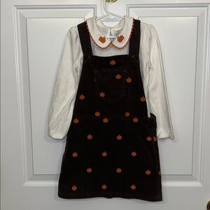 Gymboree Corduroy Pumpkin overall Dress with shirt